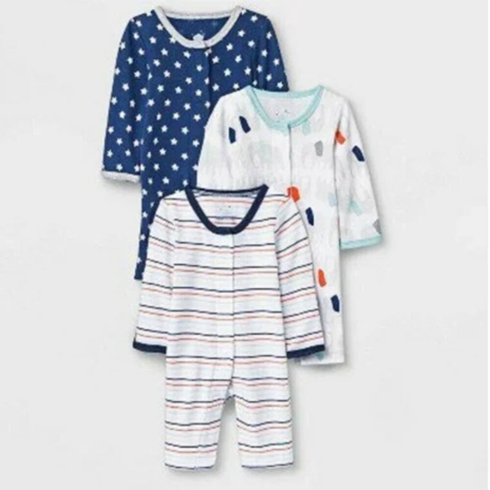 NEW Cloud Island 3 Piece Set Elephant Print Star Stripes One Piece Sleep 'N Play